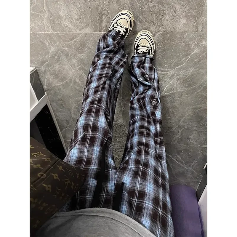 美式高街小众格子裤男夏季潮牌宽松垂感长裤户外运动直筒休闲裤