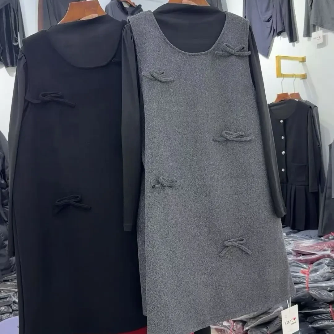 秋冬韩版气质显瘦无袖背心连衣裙5389