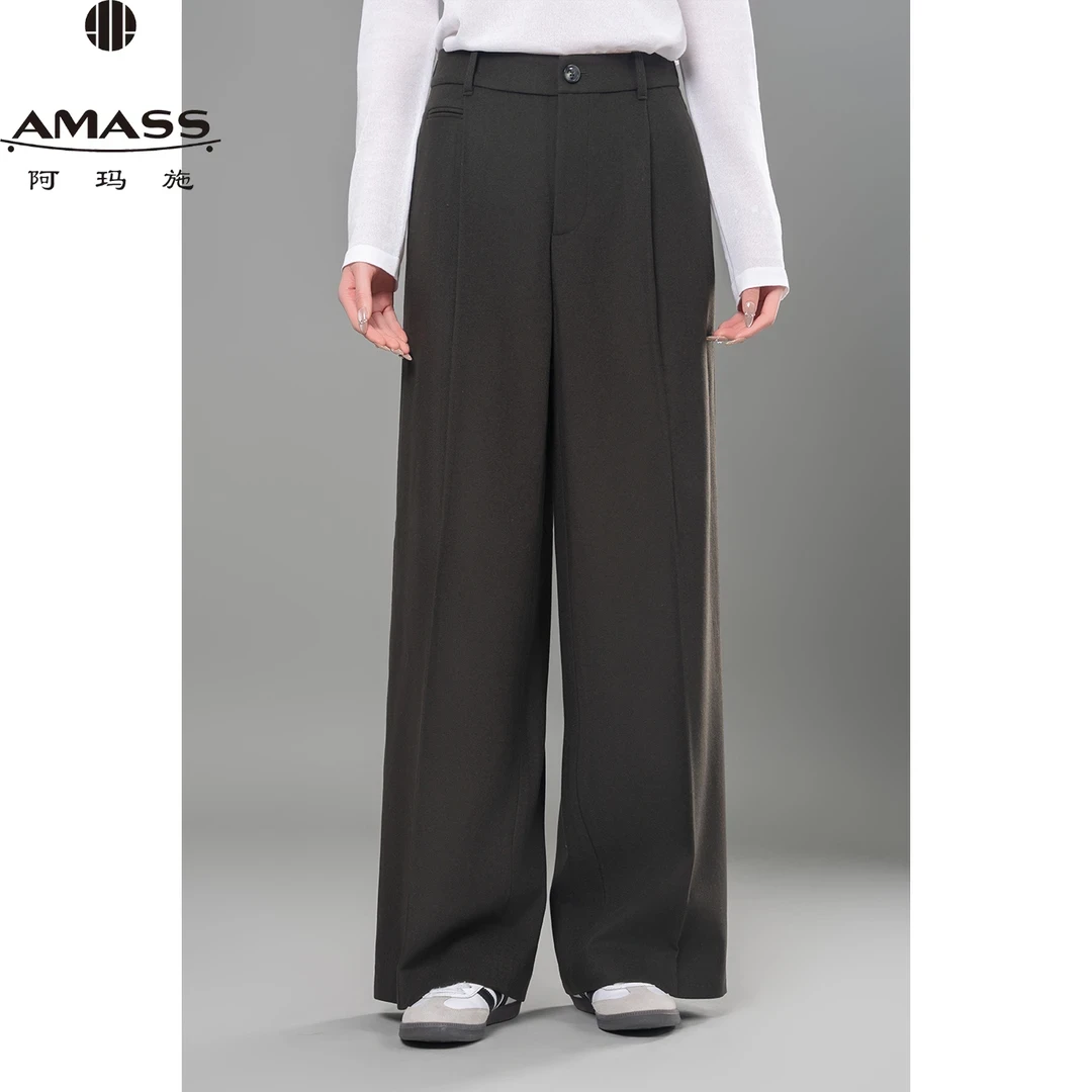 AMASS/阿玛施秋冬新款潮流百搭时尚垂感宽松高腰阔腿裤女 5100649