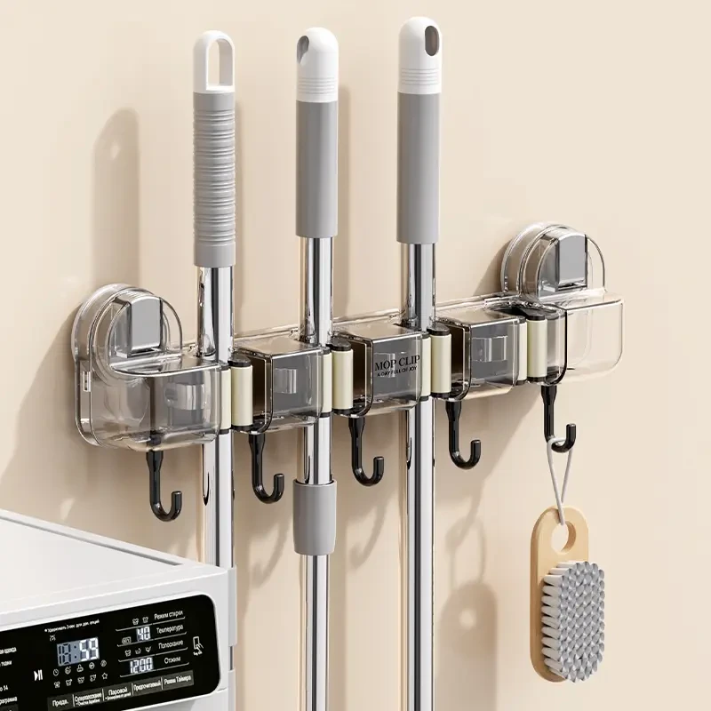免打孔吸盘拖把夹挂钩浴室卫生间家用收纳强力粘钩扫把壁挂