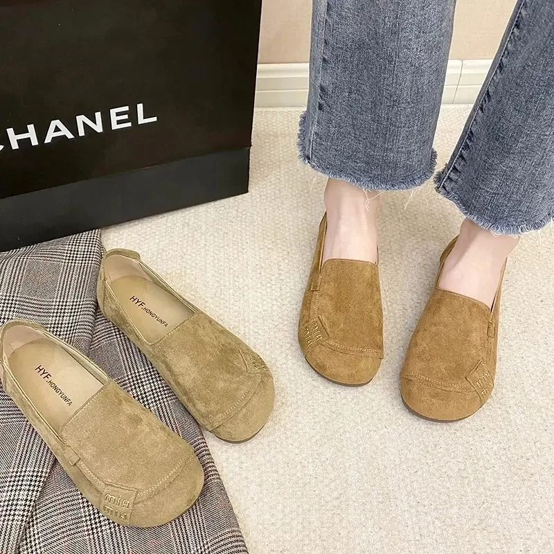 春季款平底豆豆鞋女新款磨砂防滑休闲一脚蹬女单鞋女平底鞋R130