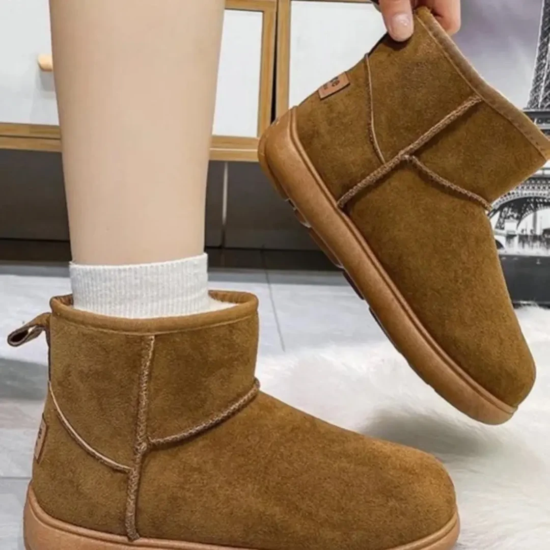 防水雪地靴学院风纯色韩版小土豆棉鞋女款加绒保暖靴防滑女鞋加厚