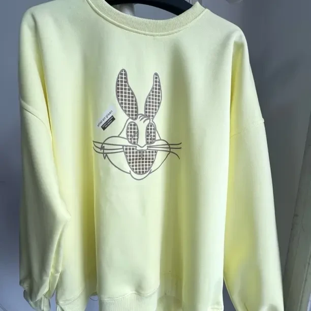 女长袖绿色秋冬慵懒卡通加绒卫衣卫衣印花刺绣圆领