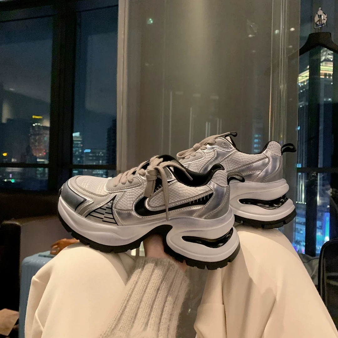 【618福利购】葡萄妈studiolee 系带运动鞋网面厚底增高老爹鞋