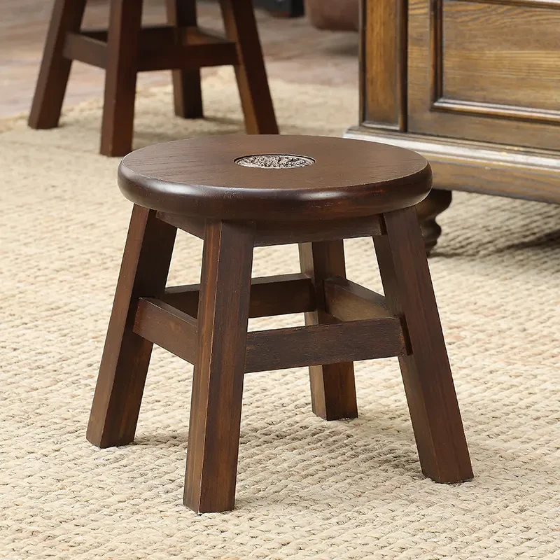 复古中式家用实木小板凳圆凳子茶几凳矮凳换鞋凳成人儿童凳子