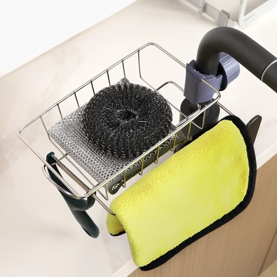 水龙头置物架材质可调节可沥水镂空设计抹布架洗碗布壁挂厨房收纳