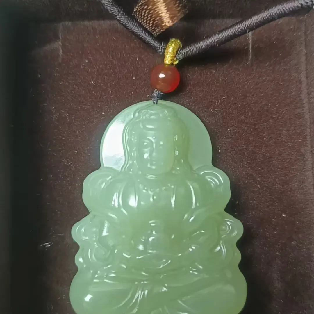 和田玉观音吊坠双面精雕男女款百搭保真