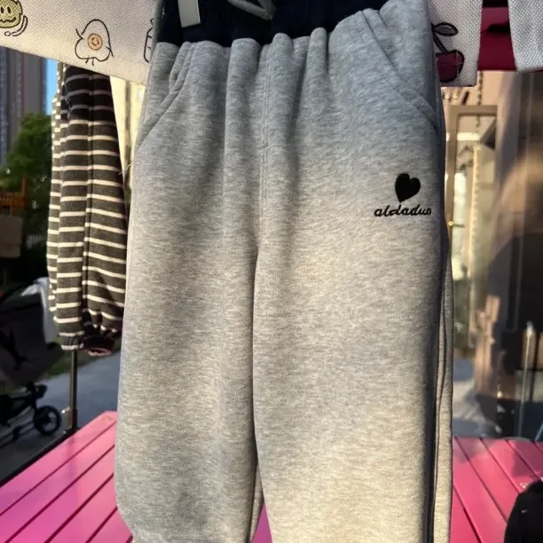 秋冬男女童一体绒卫裤舒适百搭休闲运动裤儿童童装裤子加绒针织