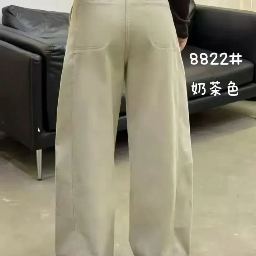 冬季新款复合绒弯刀牛仔裤