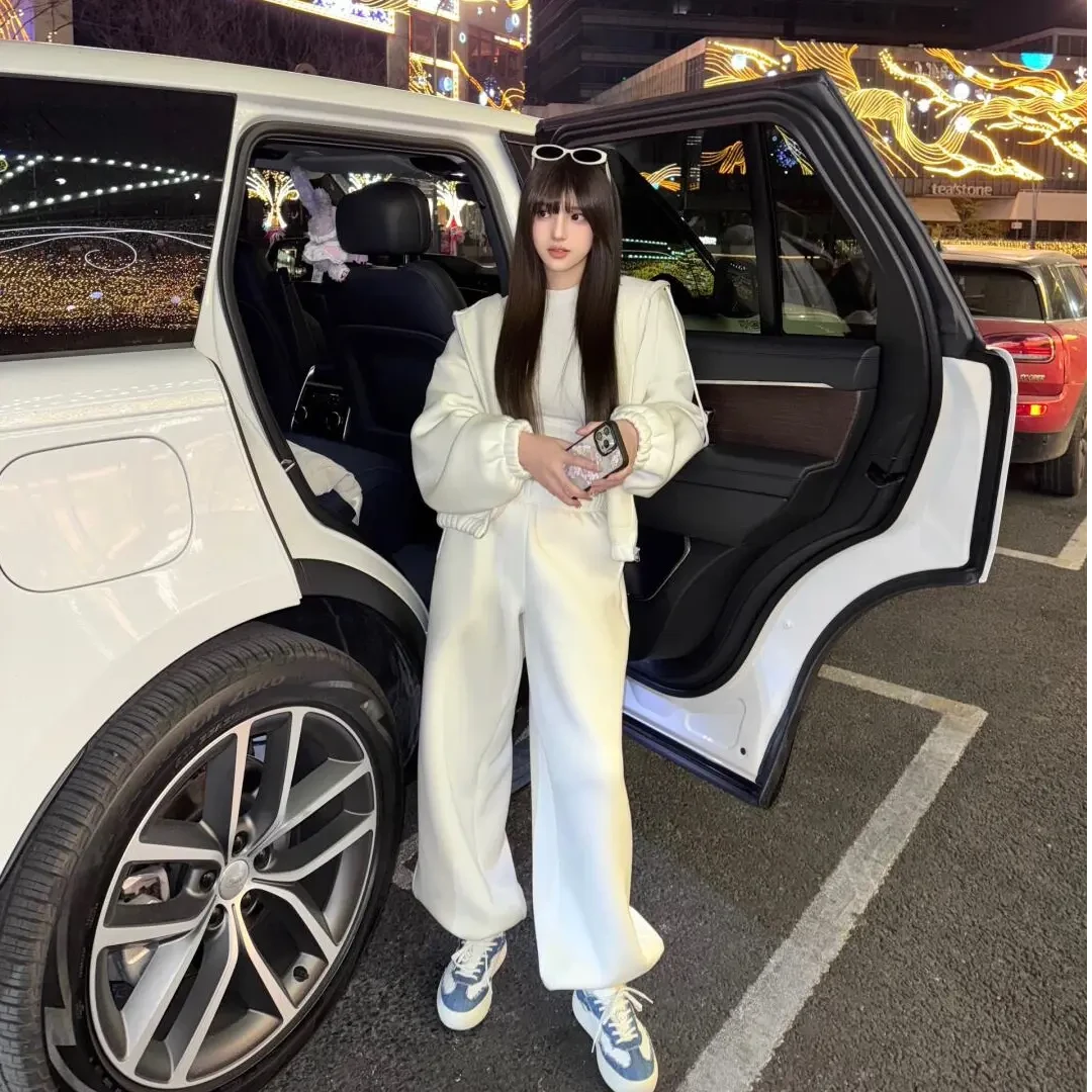 早春穿搭一整套女装2025韩系通勤套装风慵懒感连帽外套显瘦休闲裤