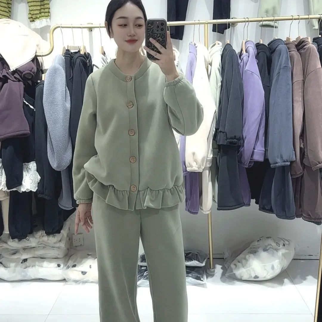 秋冬加厚可外穿女士珊瑚绒长袖睡衣套装保暖舒适家居服