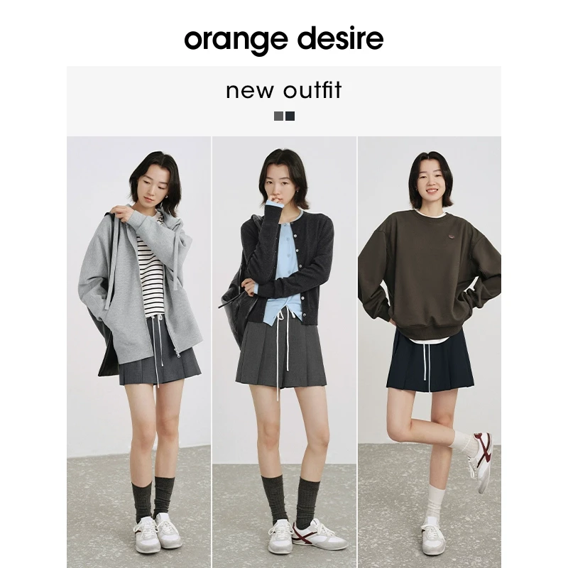 【鬼马裙裤】orange desire撞色拼接miu系裙裤百褶短裙OD2ESWBN027