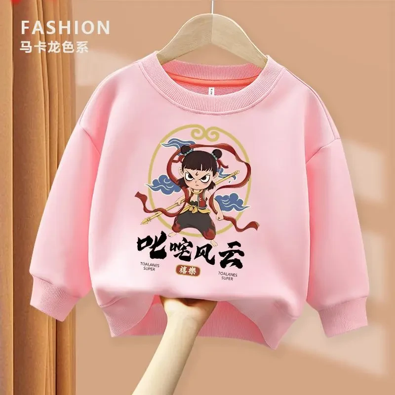 哪吒-叱咤风云 趣味文字纯棉男女童圆领宽松休闲百搭卫衣长袖春秋