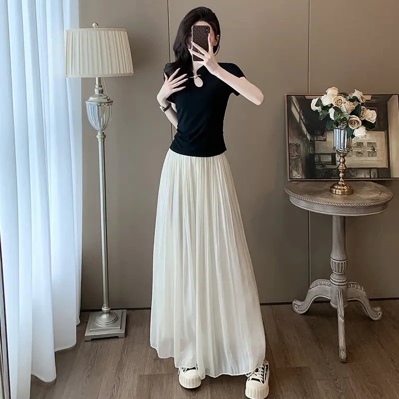 法式时尚高腰显瘦百搭阔腿休闲裙裤套装秋季女装女款爆款2025新款