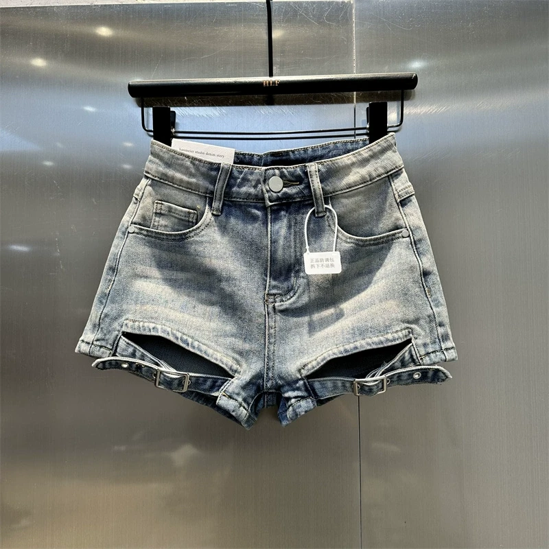 韩系辣妹风高腰显瘦弹力牛仔短裤2025春夏新款时尚百搭A字短裤