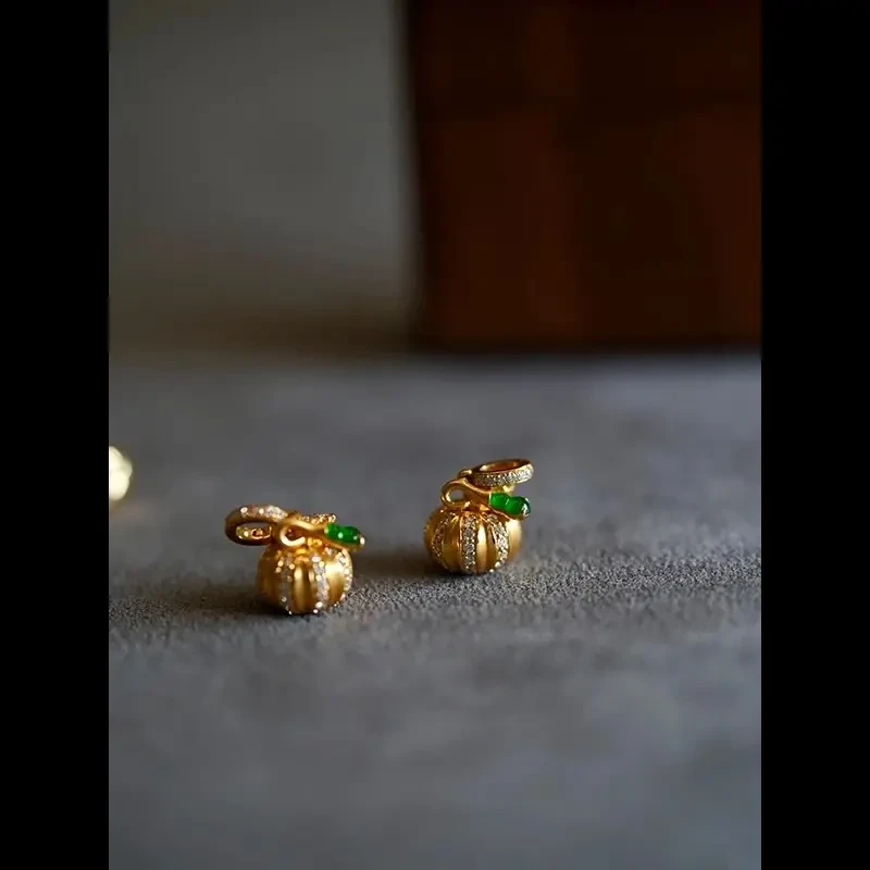 小葫芦提溜万能吊坠女款小众黄金色镀18K色链珠链diy手串挂坠配件