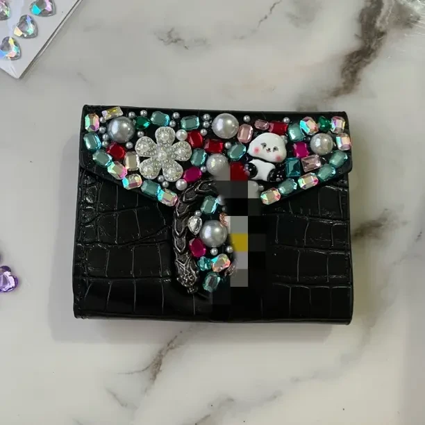 新款鳄鱼纹折叠零钱包女学生多卡位小卡包时尚短款便携证件收纳