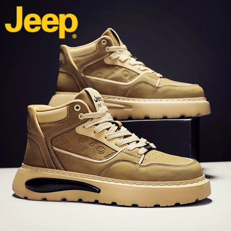jeep吉普高帮鞋子男鞋冬季2024新款增高休闲爆款板鞋子男士马丁靴