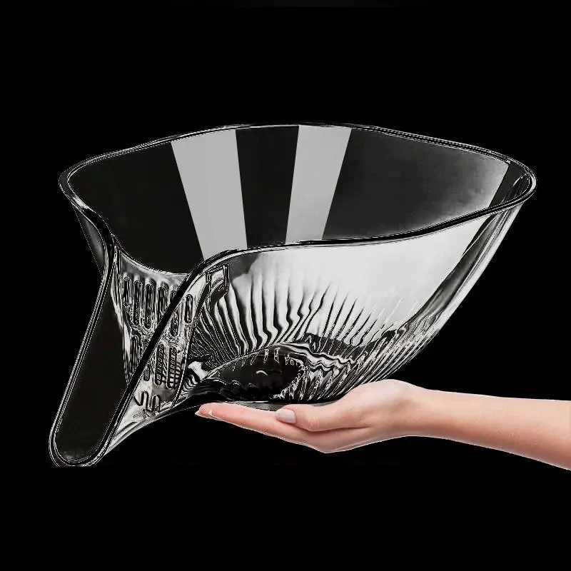 多功能沥水篮洗菜篮透明水果蔬菜过滤篮过水焯水神器玻璃果盘大号