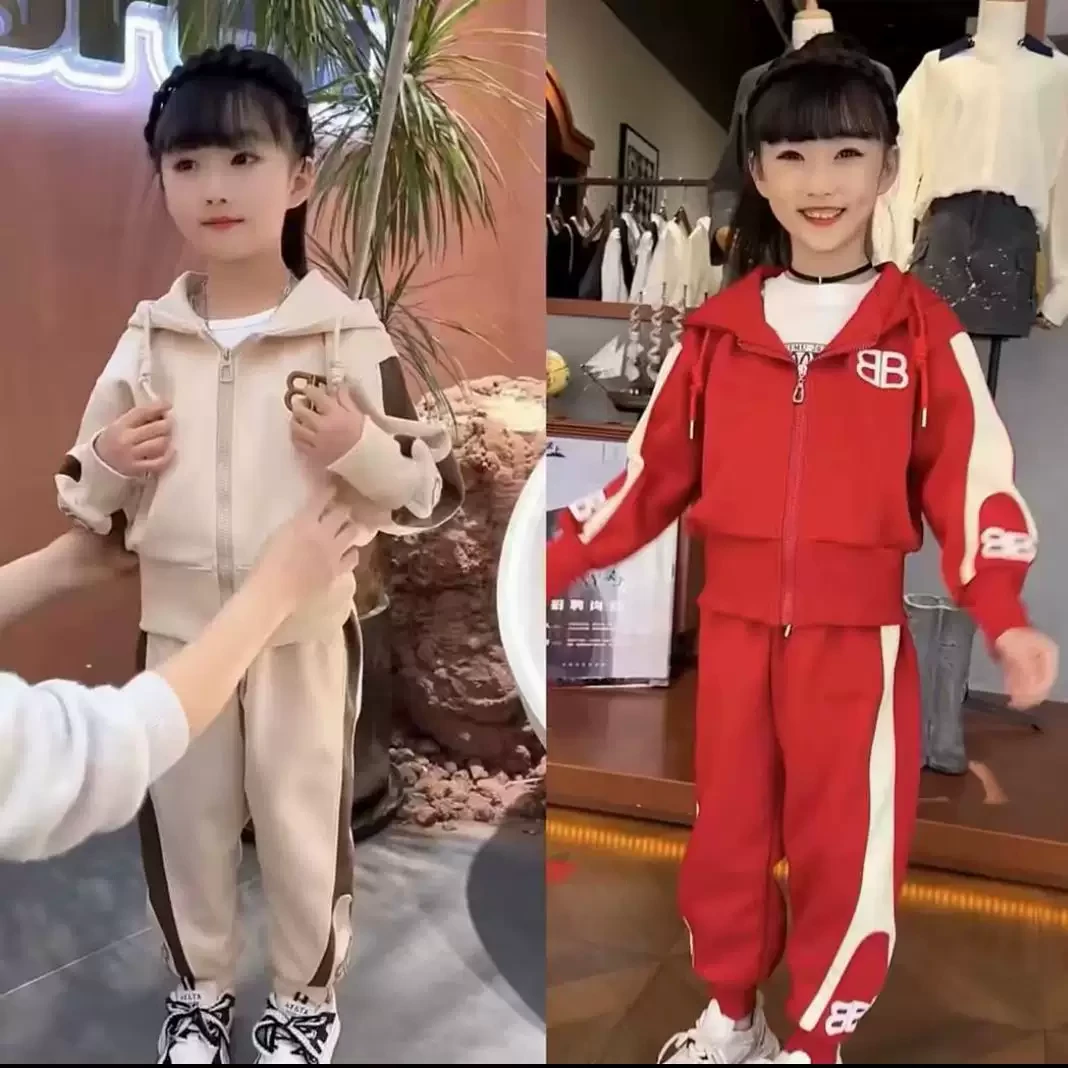 WONST韩国女童秋装套装2025新款洋气儿童运动服中大童春秋款卫衣