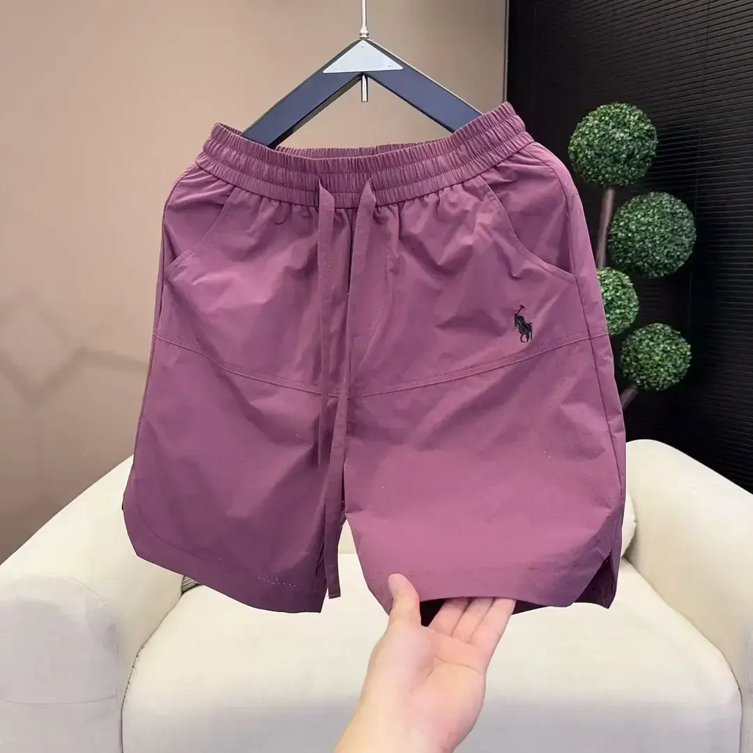 2025年夏季男士速干透气五分裤打孔休闲百搭简约刺绣短裤宽松薄款
