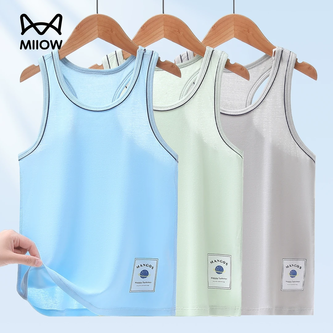 猫人儿童棉背心男孩男童吊带工字睡衣夏季上衣初高中生t恤跨栏新A