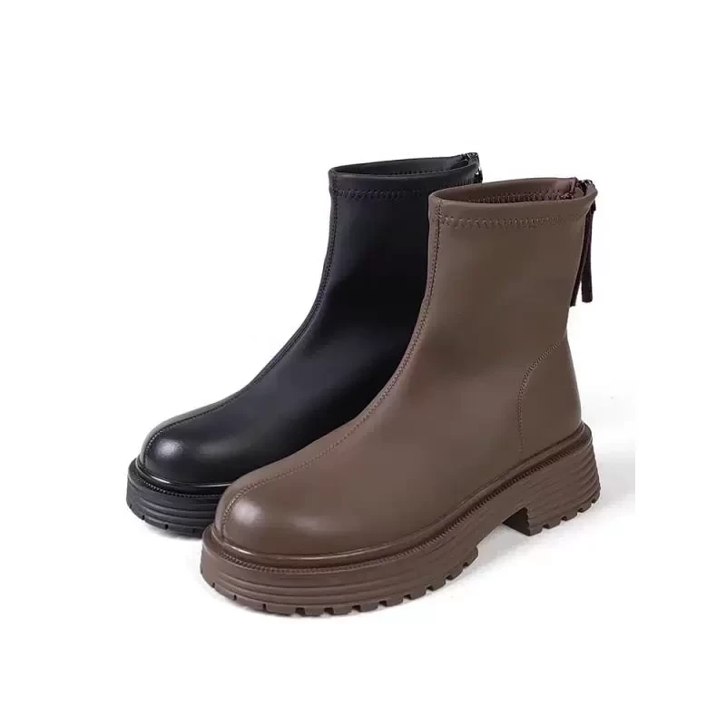 专柜288～巨轻软～软面弹力皮瘦瘦靴女马丁靴厚底小短靴727-7 A59