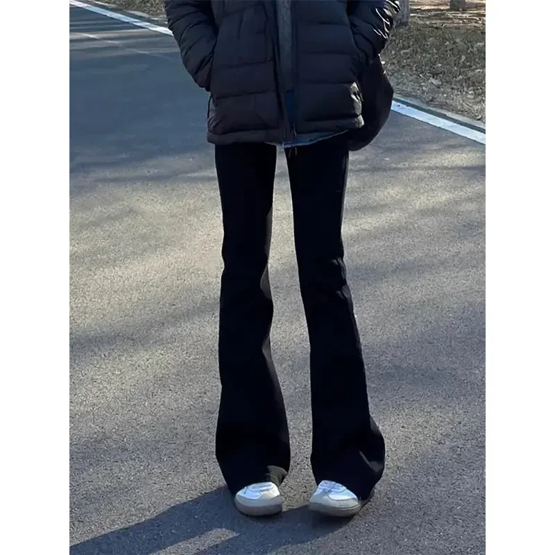 cleanfit黑色弯刀牛仔裤男款美式高街vibe裤子直筒修身显瘦微喇裤
