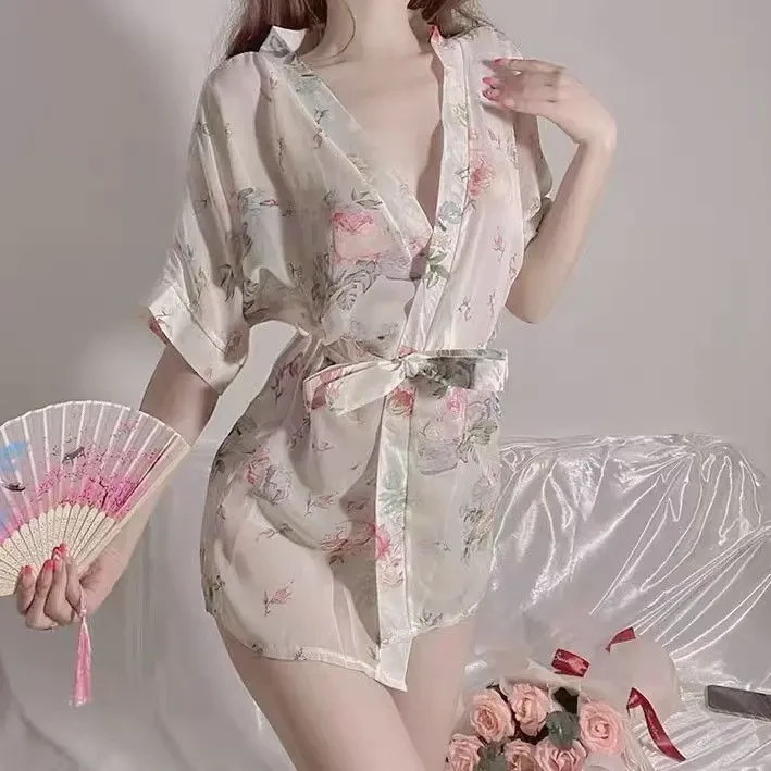 免脱冰丝吊带睡裙夏季薄款睡衣性感鸭子睡袍纯欲风感雪纺诱惑睡裙