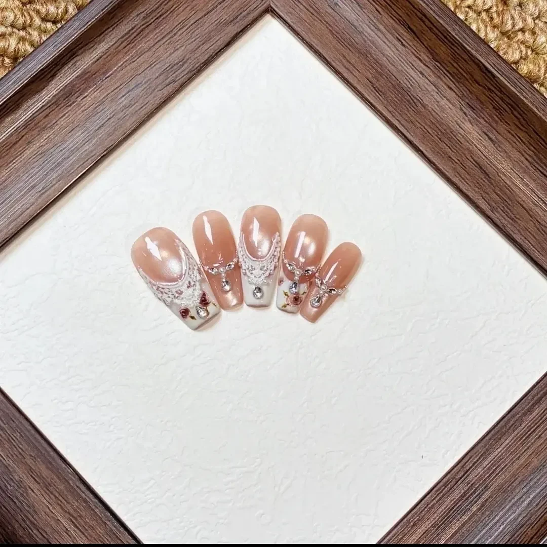 〖预售〗花漾』复古蕾丝，玫瑰碎花模具蕾丝，锆石仙女手工穿戴甲