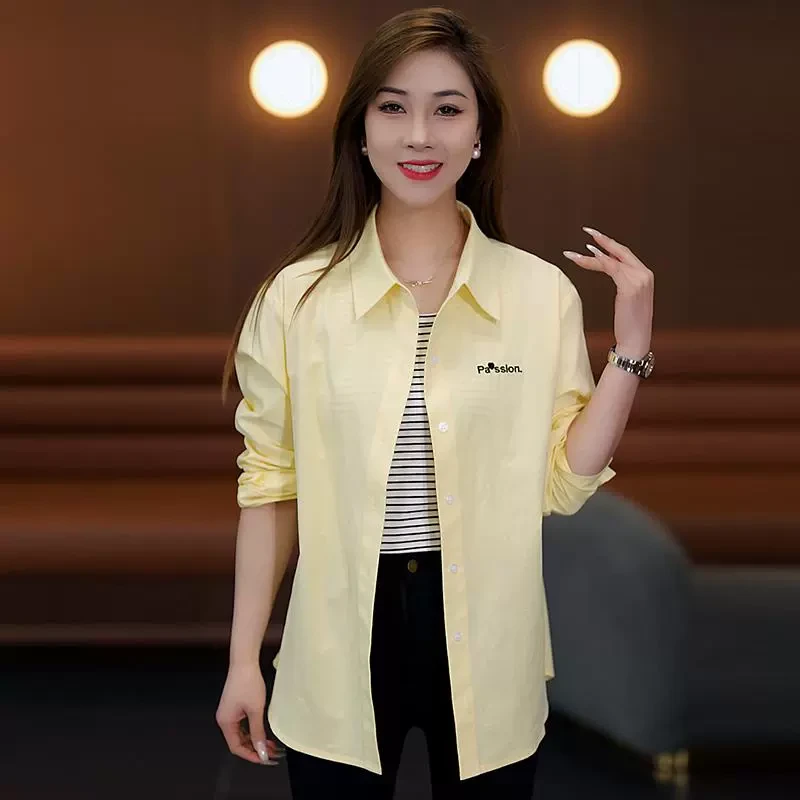 复古百搭衬衫女士2025年春季新款纯色休闲休闲宽松长袖衬衣韩版