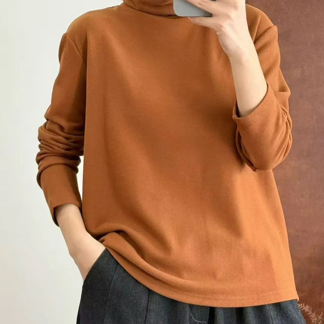 2535加厚保暖堆堆领立体剪裁气质高雅打底衫