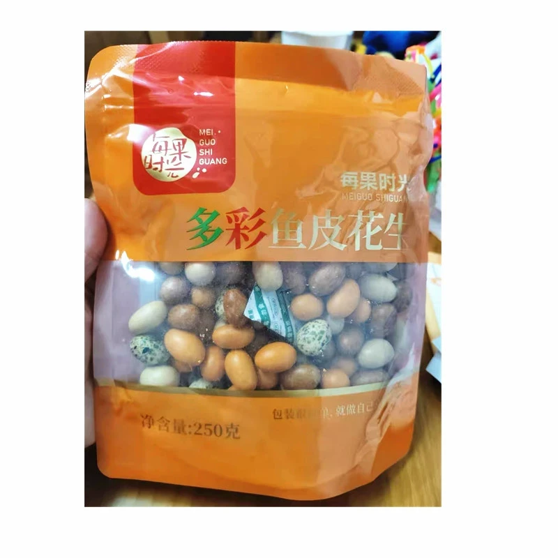 每果时光鱼皮花生500g多彩豆休闲零食红皮香酥花生豆下酒菜多味