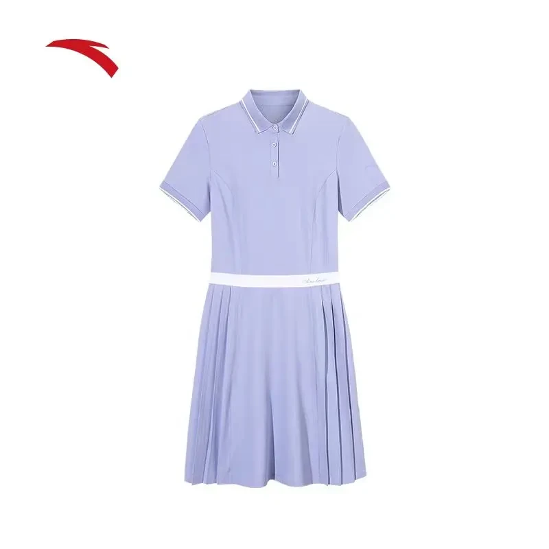 安踏速干连衣裙女夏季新款运动polo短袖显瘦百褶半身裙162527205