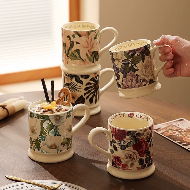 法式复古马克杯小众咖啡杯陶瓷茶杯新款水杯女士高颜值杯子办公室