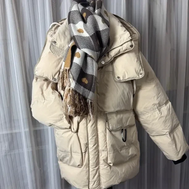 长款连帽白鸭绒男女款情侣冬季加厚保暖宽松时尚潮流外套