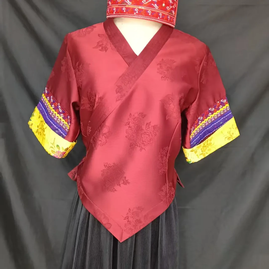 贵州少数民族凯里黄平苗族酒红色便装上衣春秋厚款时尚民族风上衣