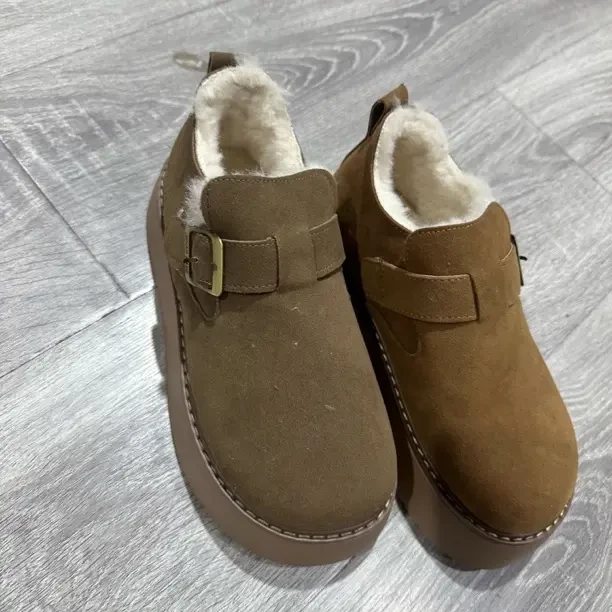 A01厚底勃肯棉鞋女冬季加绒保暖毛毛鞋外穿圆头