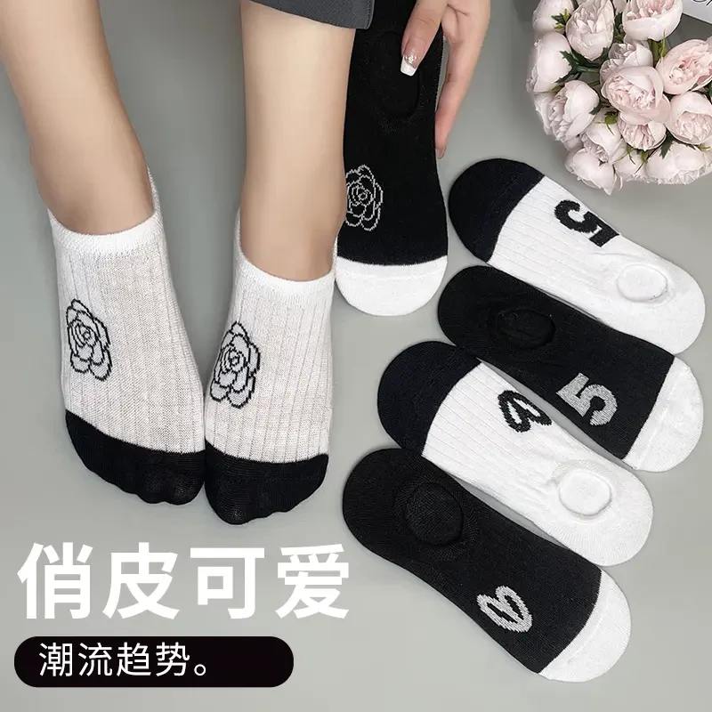 【陈三废专属】12双/夏季黑白轻奢小香风船袜薄款透气浅口隐形短袜