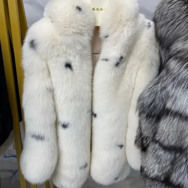 2025冬季新款皮草外套女奶牛斑点款爆款外套狐狸毛