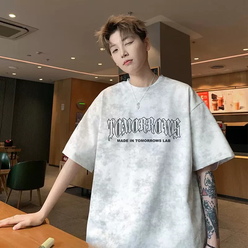 美式高街短袖男生2025夏季潮牌T恤重磅纯棉oversize潮流半袖上衣