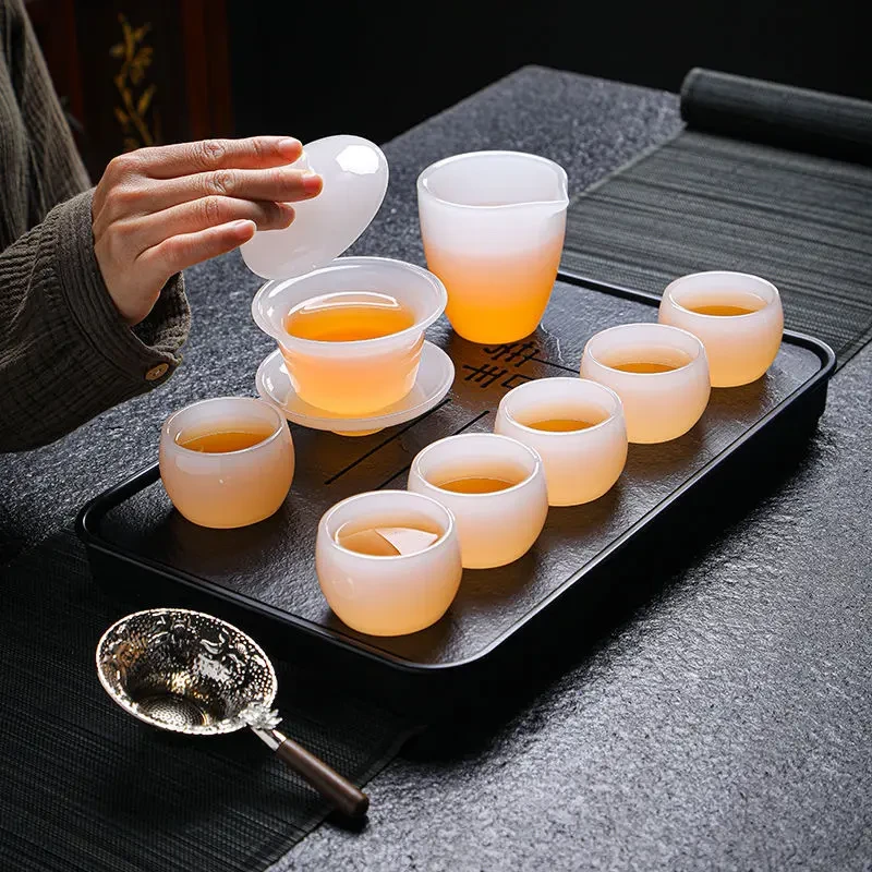 琉璃茶具套装高端全套创意高档功夫茶具套装家用防烫盖碗主人杯