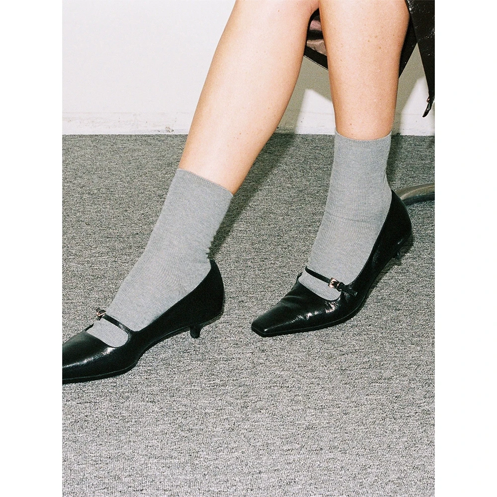 RandomPiece25春新品 进口头层羊皮方圆尖头小皮鞋可调节金属扣