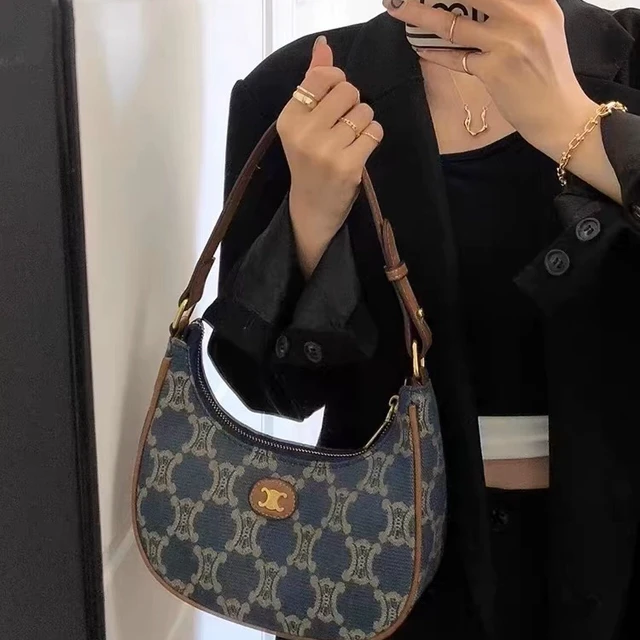 2024新款洗水牛仔腋下包小众设计时尚百搭月牙包高级感轻奢新月包