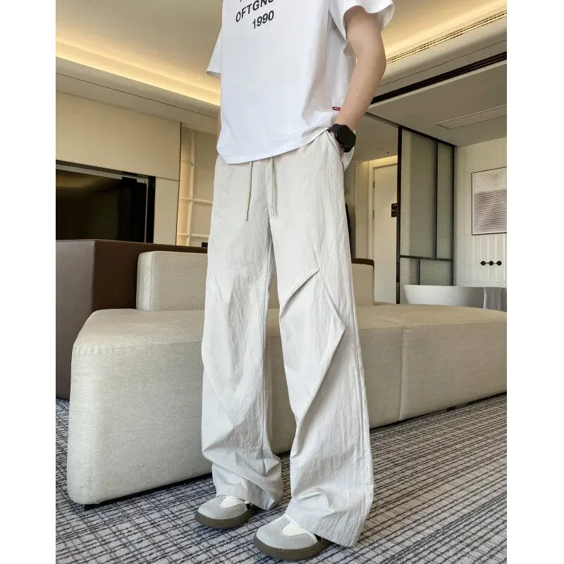 美式速干褶皱冲锋裤子男款夏季户外运动休闲工装裤痞帅直筒登山裤