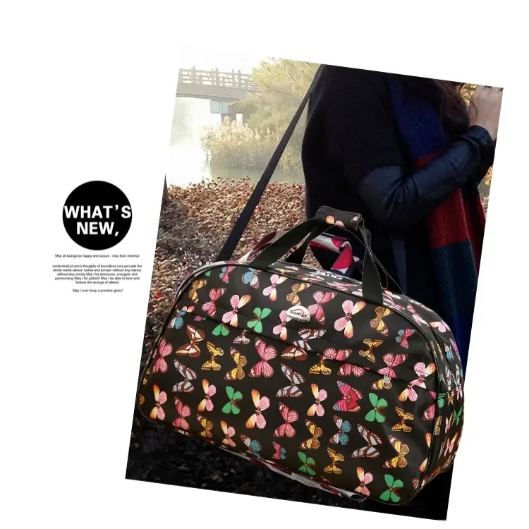 花蝴蝶手提旅行包 可斜挎行李袋 出差健身旅游包运动包