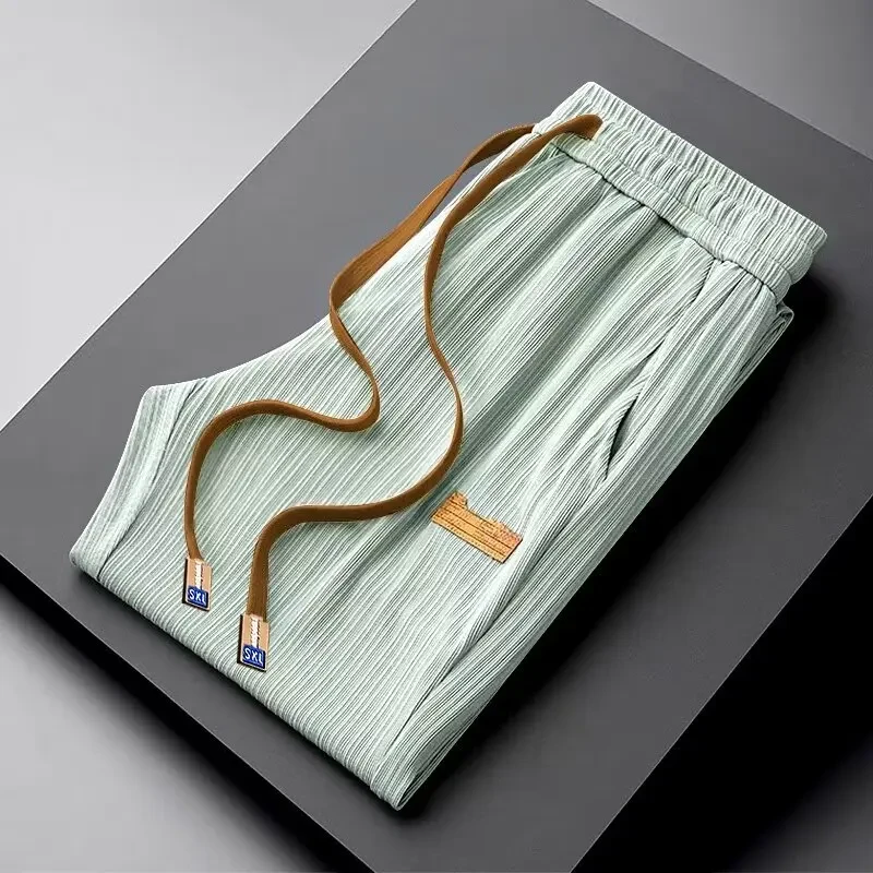 冰丝直筒坠感裤男夏季薄款高级感阔腿裤子设计感潮牌宽松休闲长裤