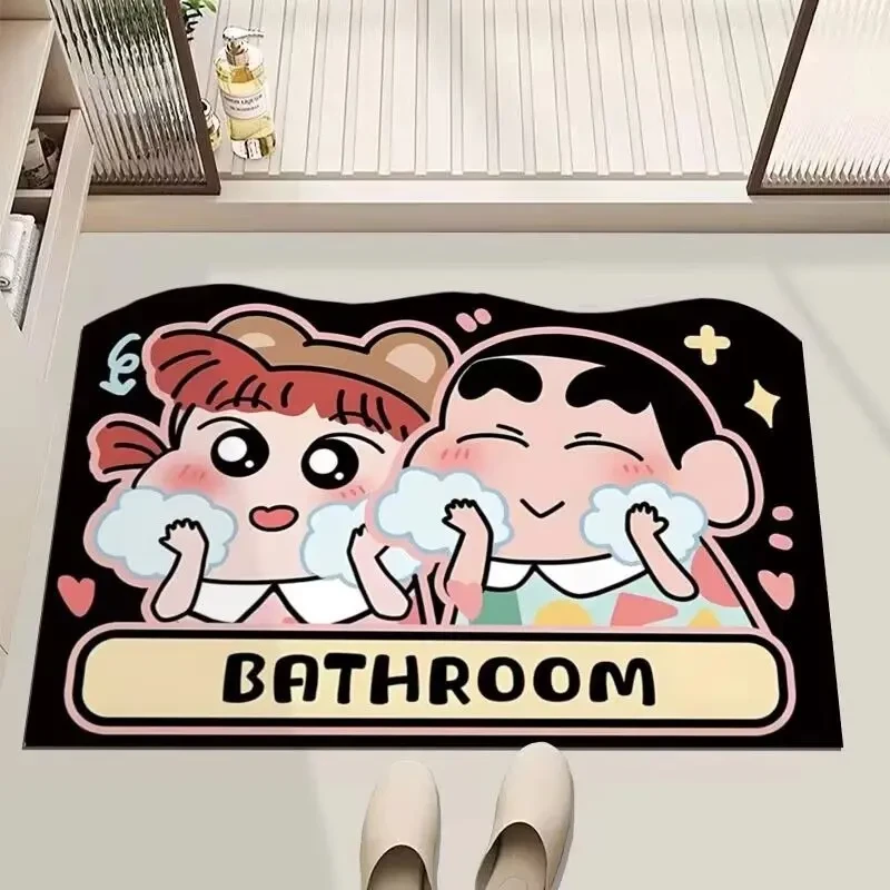 卡通硅藻泥浴室吸水地垫卫生间蜡笔小新防滑速干浴室门垫入户门垫