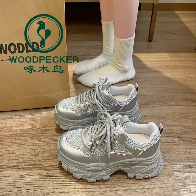 啄木鸟厚底增高老爹鞋女百搭阿甘鞋2025超火新款春秋季休闲