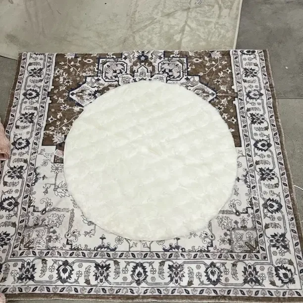 80cm直径仿皮草皮毛一体圆形地毯一张默认微瑕